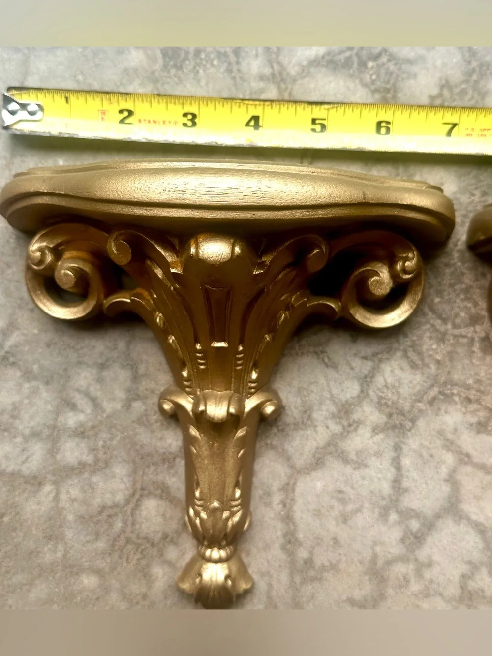 VTG 1986 Burwood Wall Sconce Shelf Gold Hollywood Regency 7 x 3.25 x 6.75
